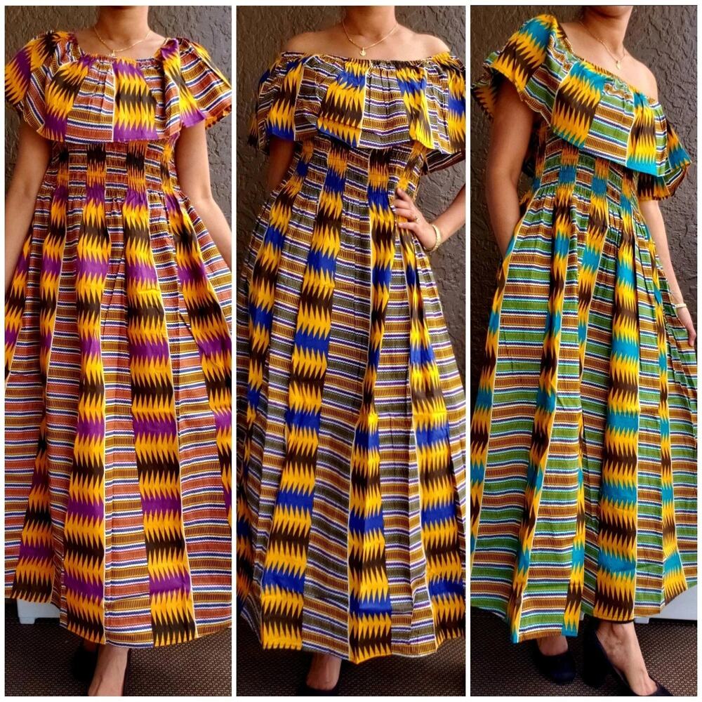Long Kente Maxi Dress (free size)